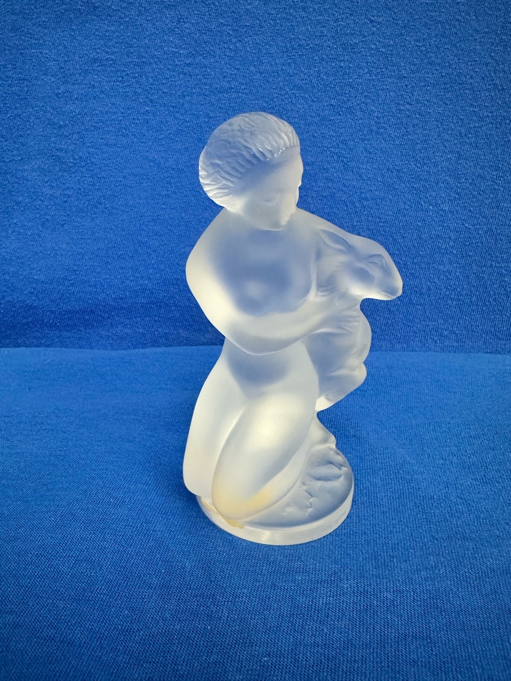 VTG Lalique France Crystal Frosted Glass Figurine "Diana the Huntress with Fawn"